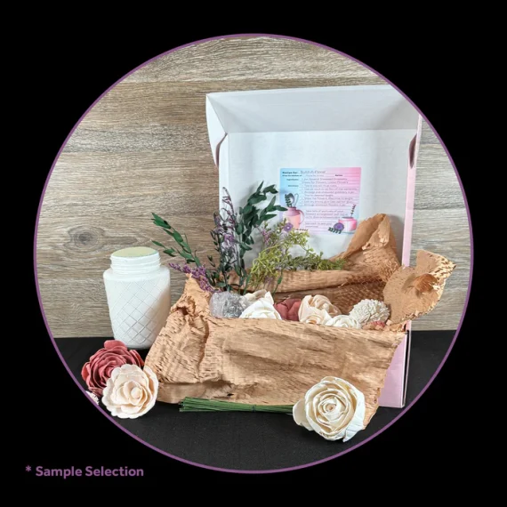 DIY Build-A-Floral (30 flower) Kit, Quilted Glass Vase, Sola Wood Flowers - Image 3