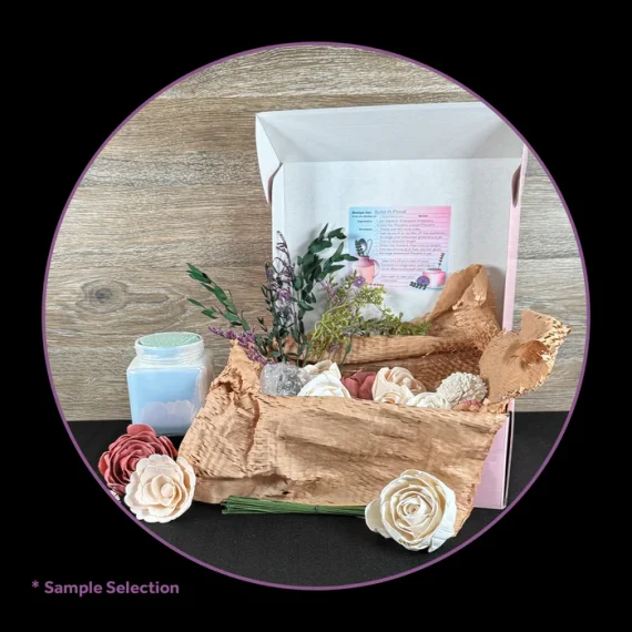 DIY Build-A-Floral (30 flower) Kit, Square Short Glass Vase, Sola Wood Flowers - Image 3