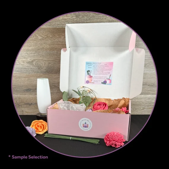 DIY Build-A-Floral (20 flower) Kit, Fluted Glass Vase, Sola Wood Flowers - Image 7