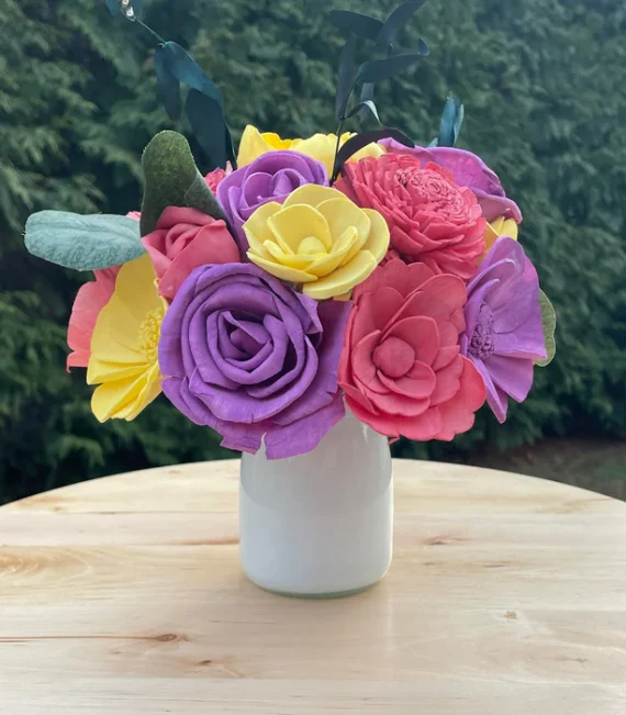 Build-A-Floral (20 flower) Custom Arrangement, Glass Jar, Sola Wood Flowers - Image 6