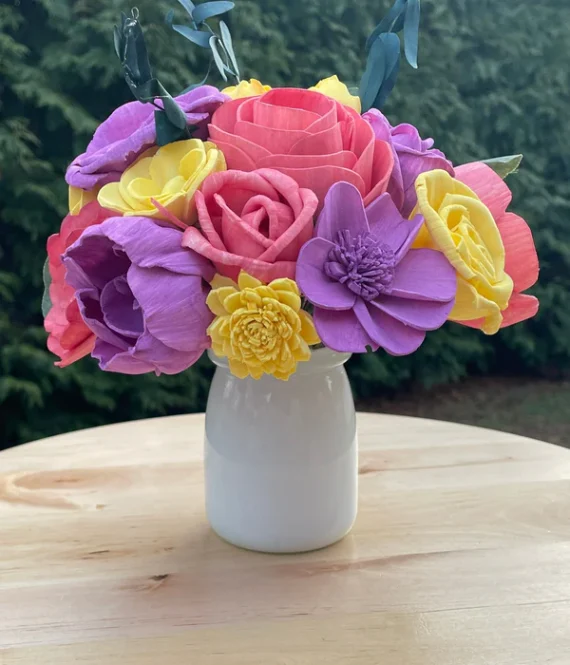 Build-A-Floral (20 flower) Custom Arrangement, Glass Jar, Sola Wood Flowers - Image 8