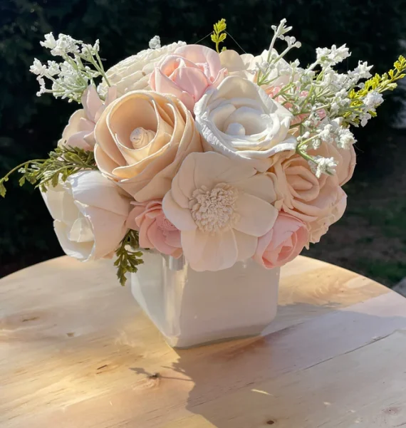 Build-A-Floral (30 flower) Custom Arrangement, Square Glass Jar Vase, Sola Wood Flowers - Image 8
