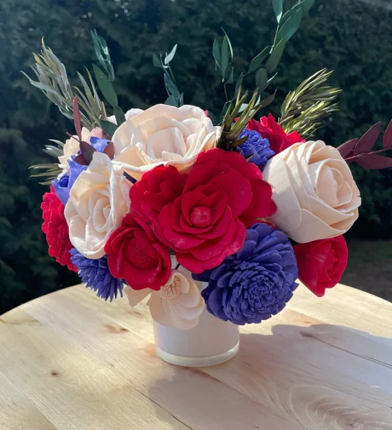 Build-A-Floral (20 flower) Custom Arrangement, Glass Candle Vase, Sola Wood Flowers - Image 6