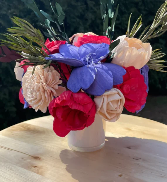 Build-A-Floral (20 flower) Custom Arrangement, Glass Candle Vase, Sola Wood Flowers - Image 8